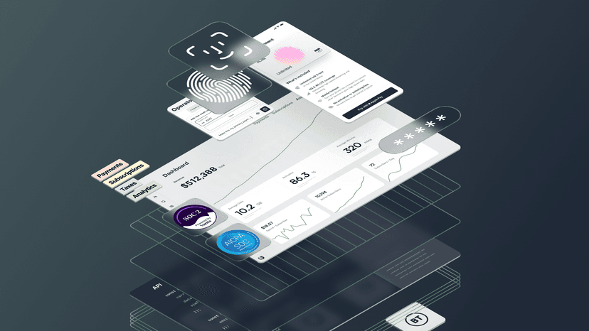 3D layered interface showing graphs, data, and security icons, illustrating a digital analysis and security concept on a dark background.