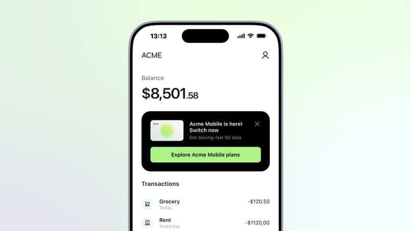 Banking app offering a mobile plan via embedded connectivity